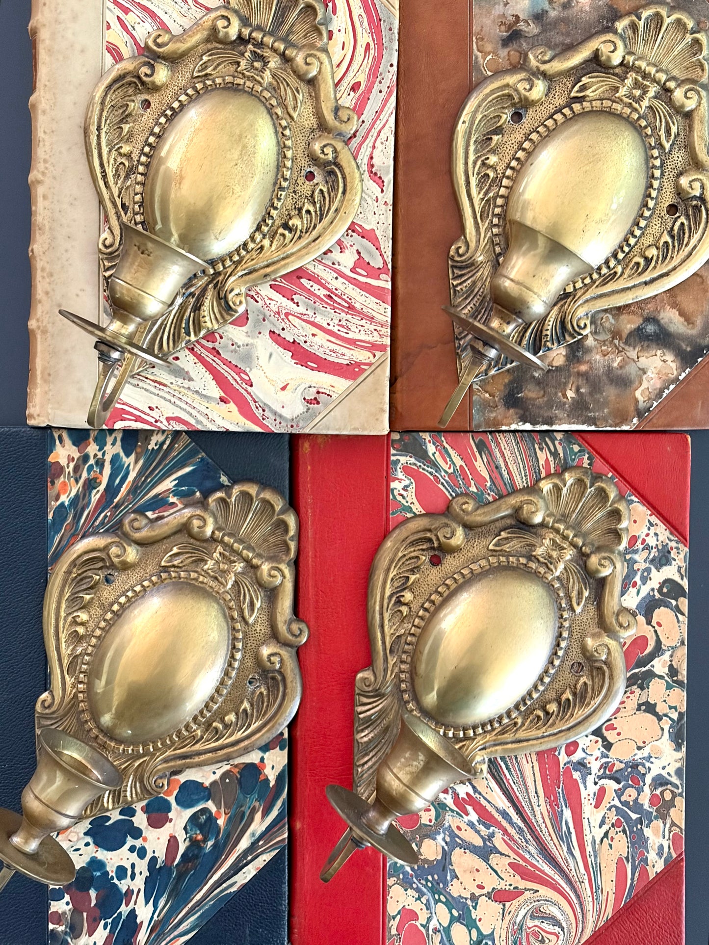 Set of Four Vintage Brass Sconces