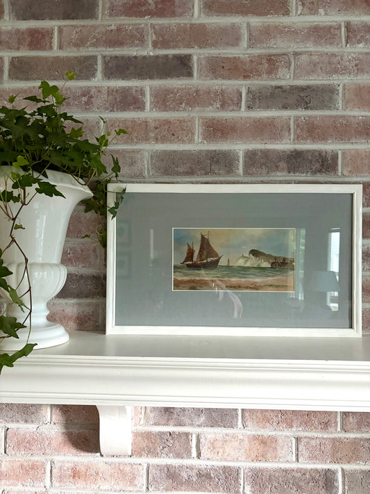Framed Vintage Ship Painting