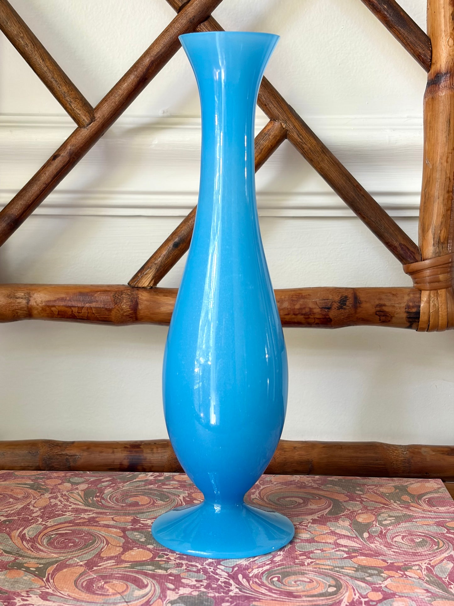 Vintage Blue Opaline Bud Vase