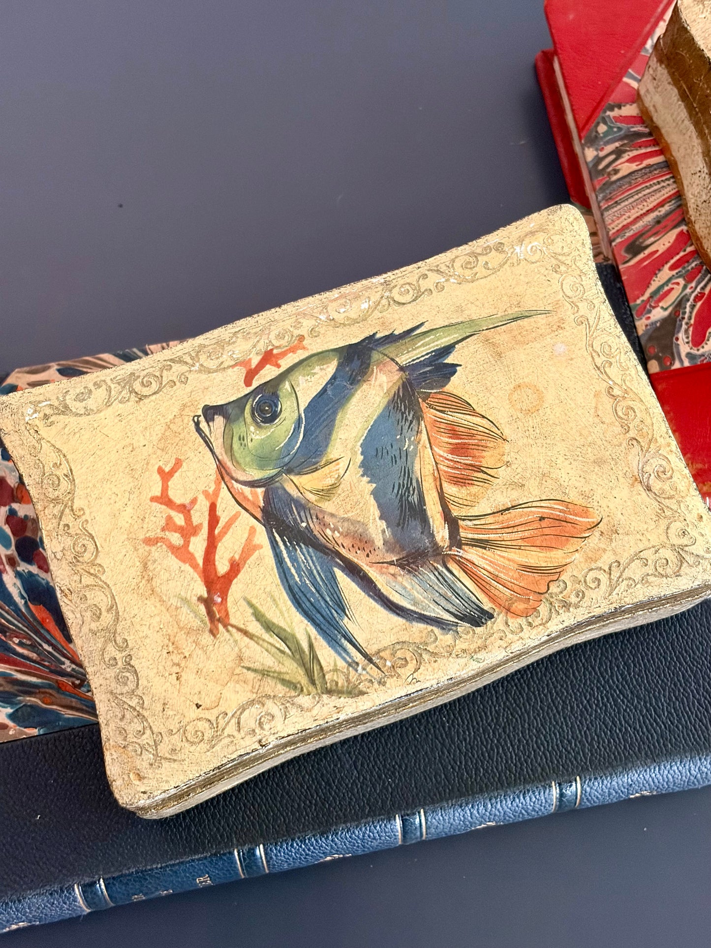 Vintage Florentine Angelfish Box