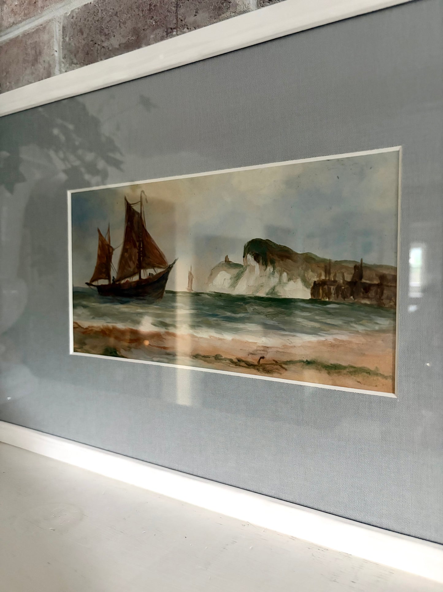 Framed Vintage Ship Painting
