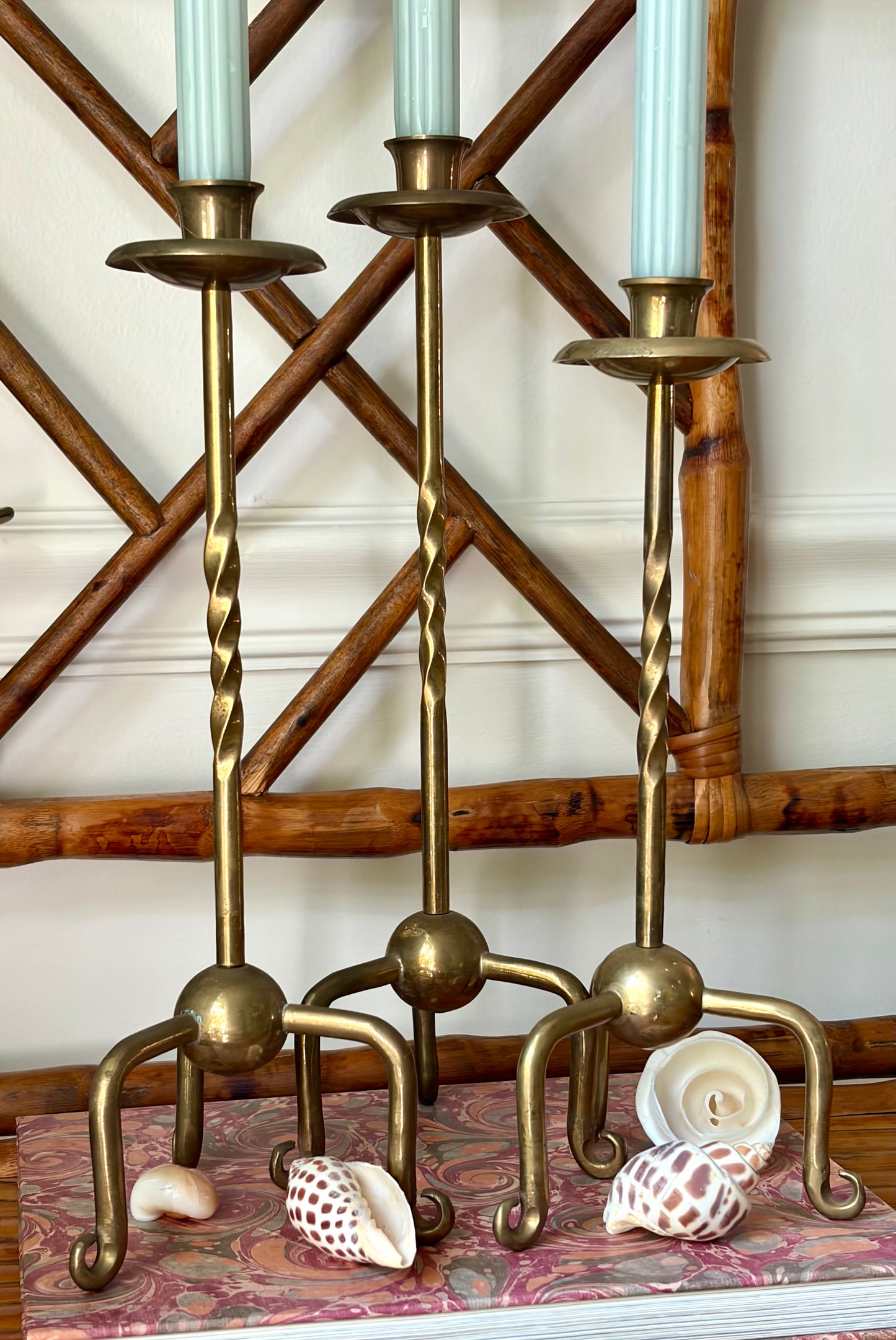 Vintage Trio of Brass Candlesticks