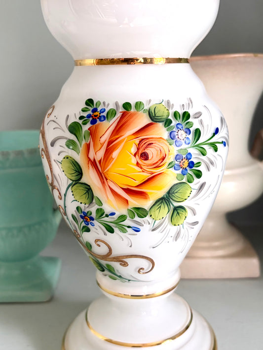 Vintage Hand Painted Bohemian Glass Vase