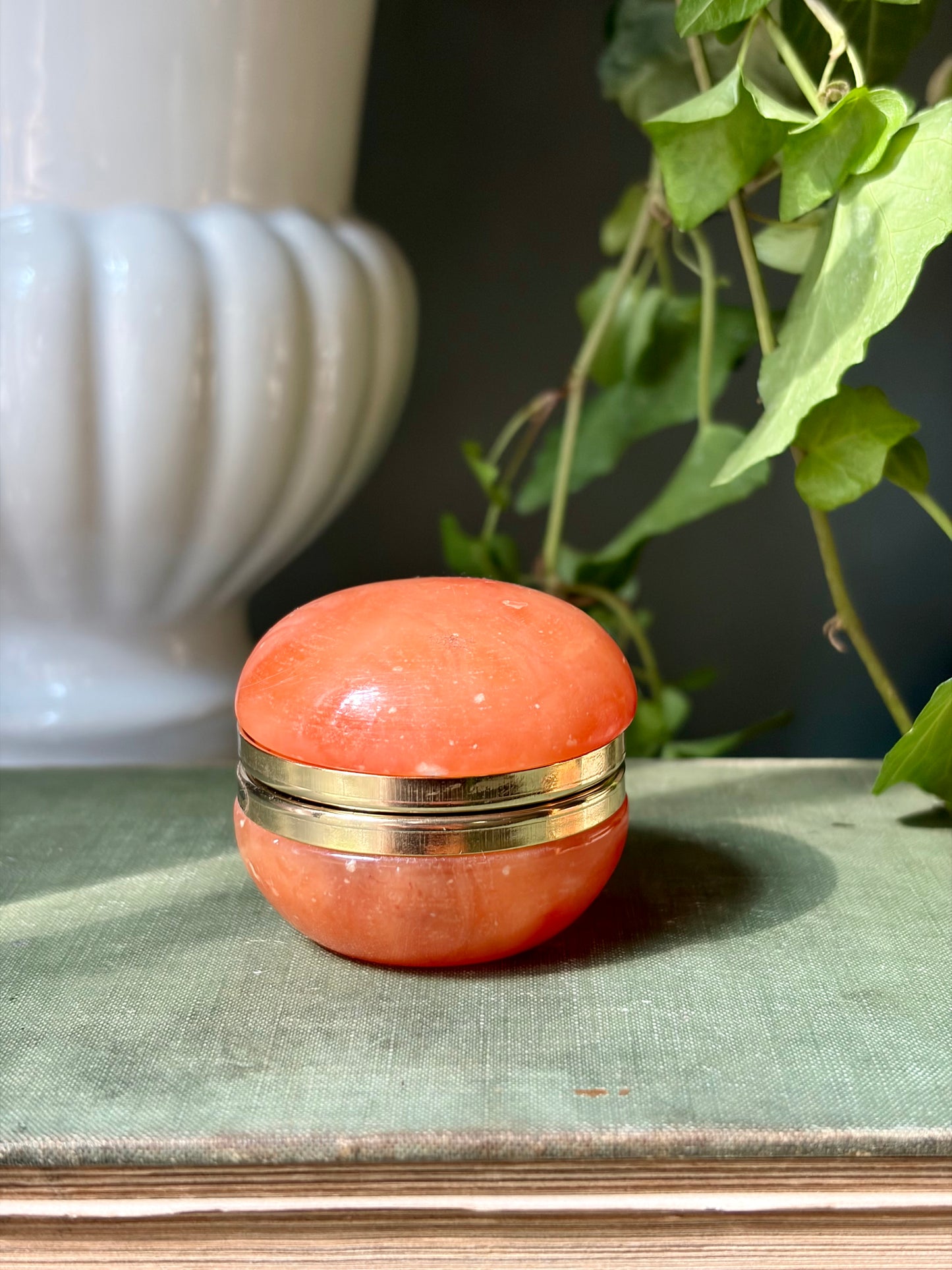 Vintage Coral Alabaster Box