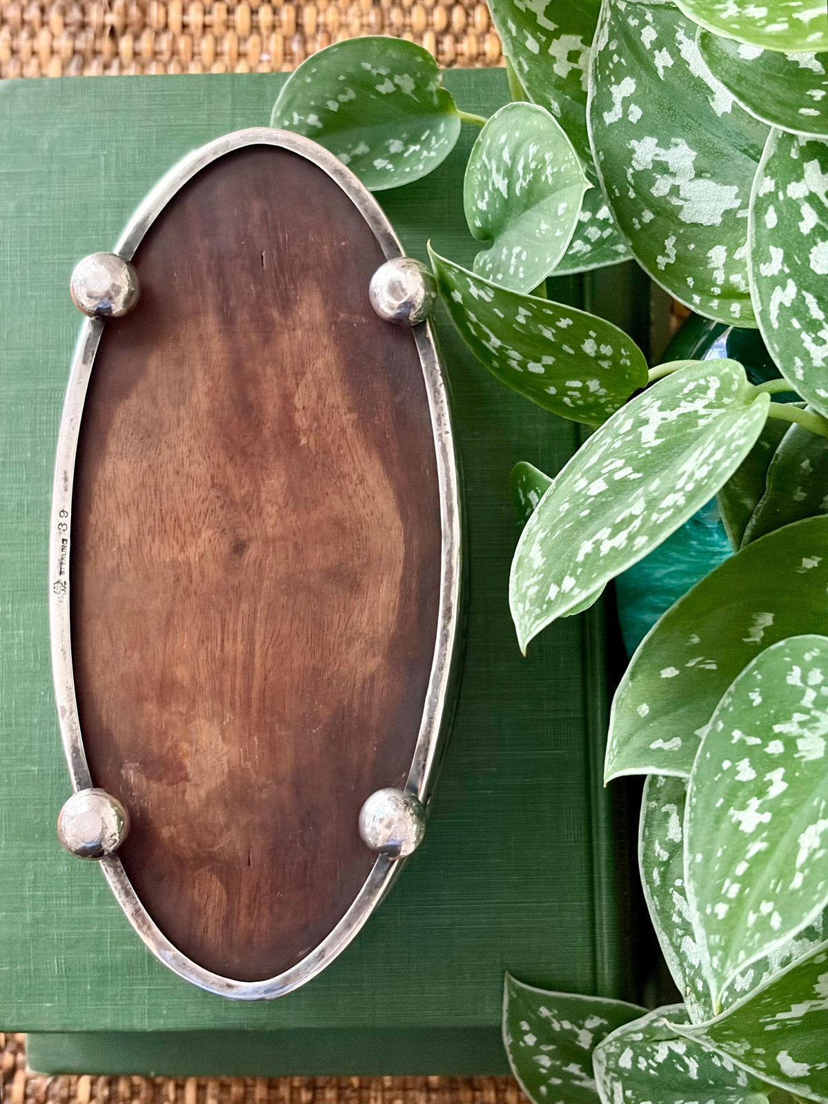 Antique Sterling Silver and Mahogany Gallery Tray