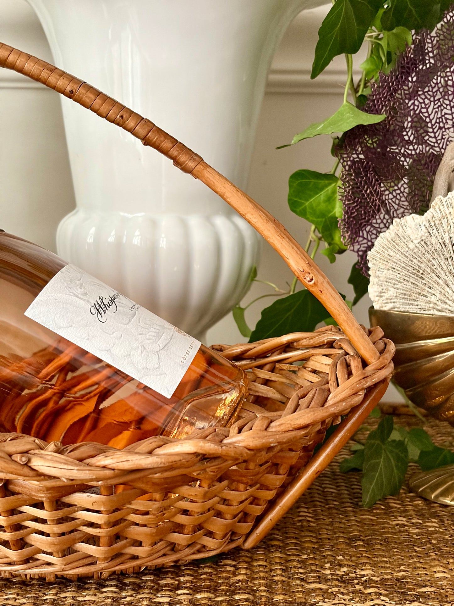 Vintage Wicker Wine Basket