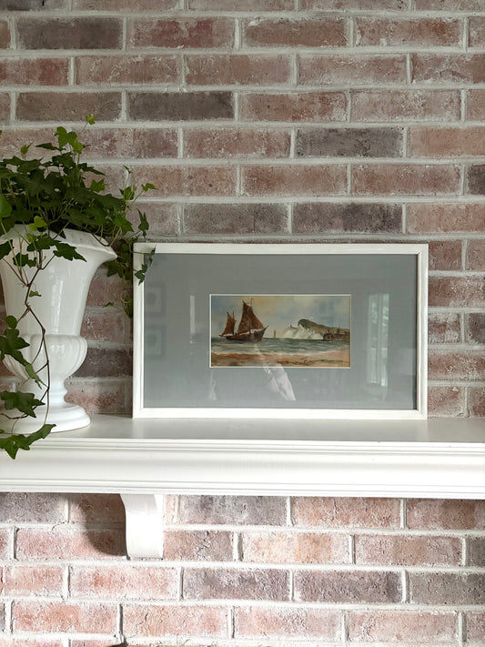 Framed Vintage Ship Painting