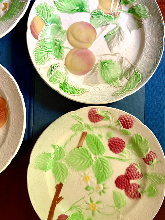 Set of Four French Antique Majolica Plates