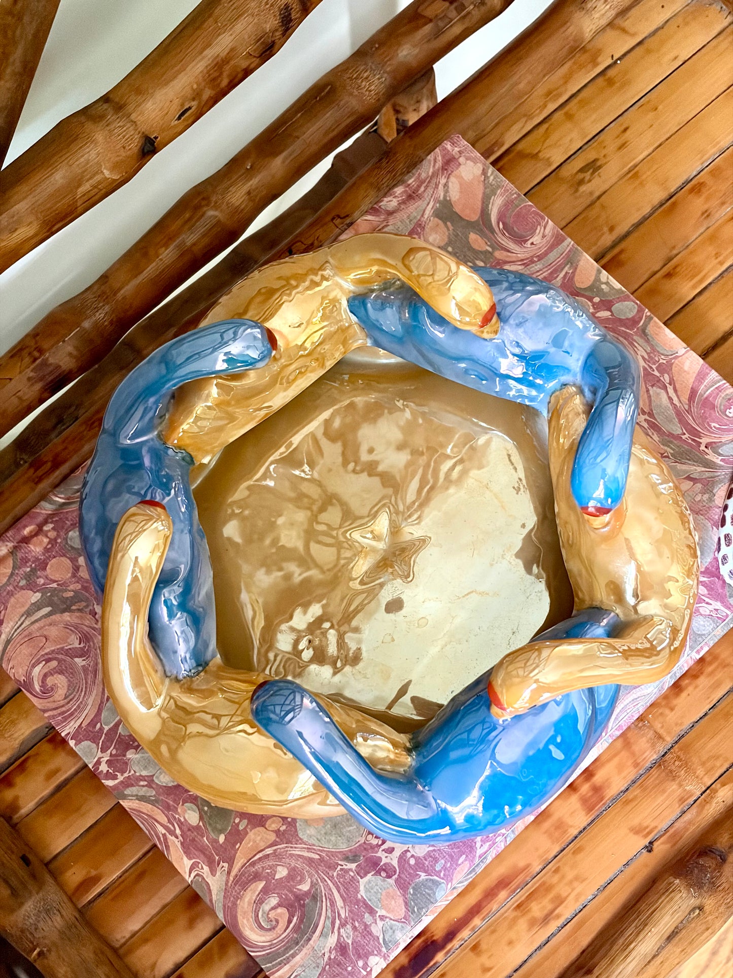 Vintage Interlocking Swan Lusterware Dish