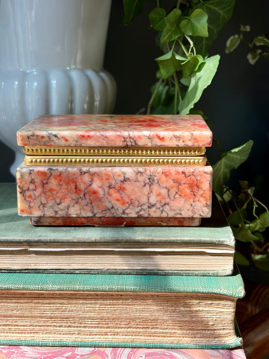 Vintage Red & Gray Alabaster Box