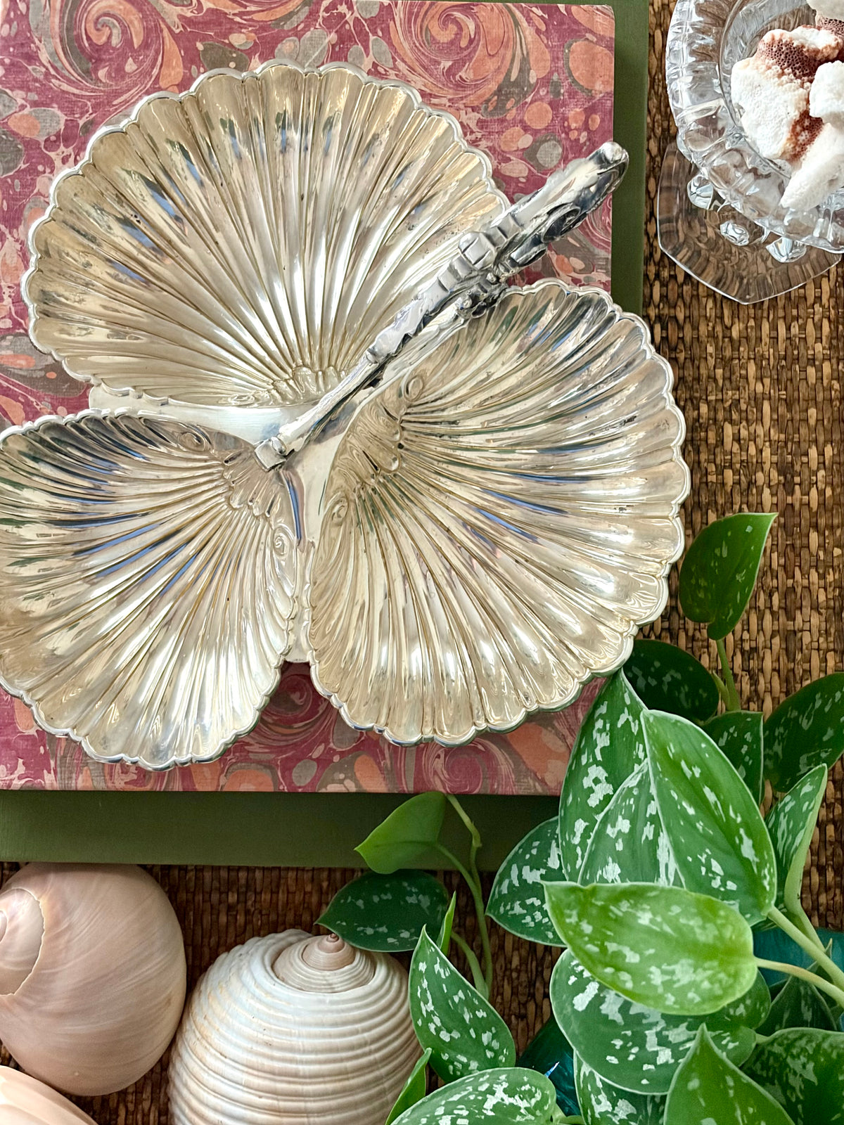 Vintage Silver Plate Shell Serving Dish