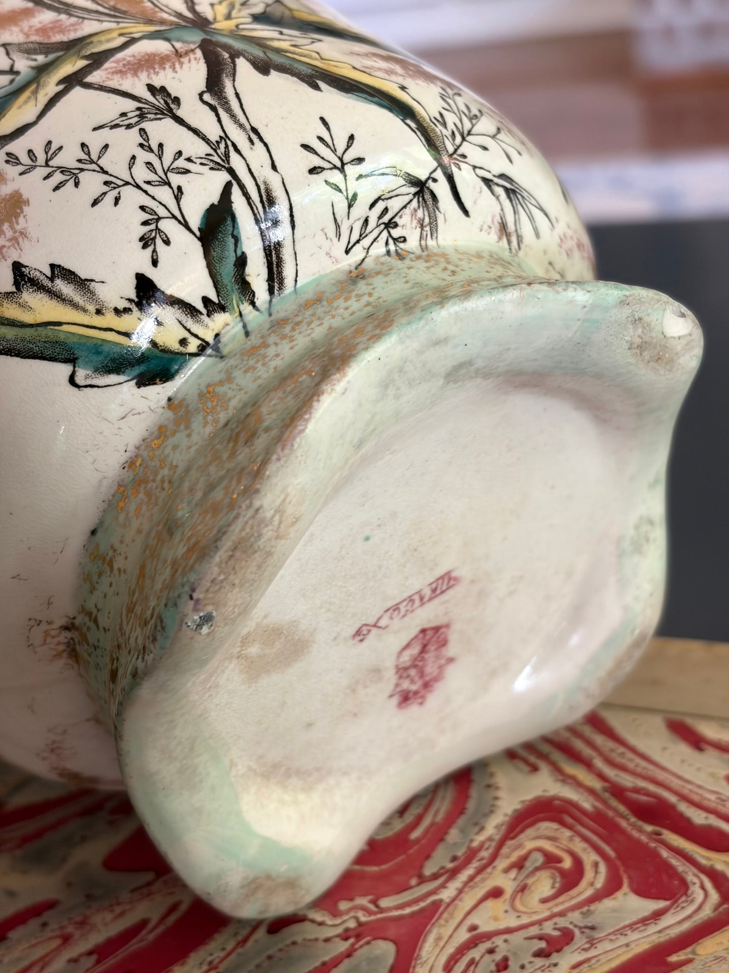 Antique Floral Amphora Vase