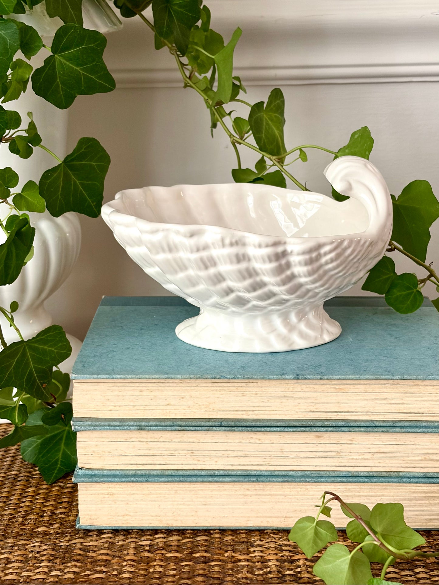 Vintage White Shell Compote