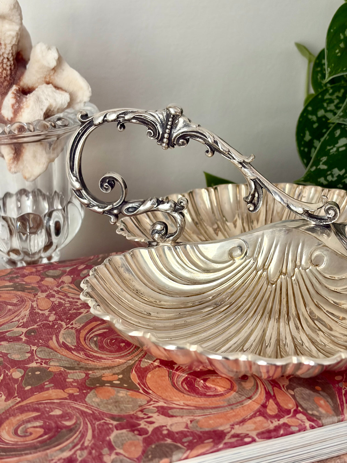 Vintage Silver Plate Shell Serving Dish