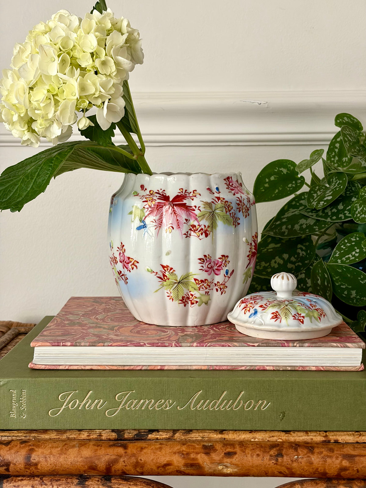 Antique Hand-Painted Biscuit Jar